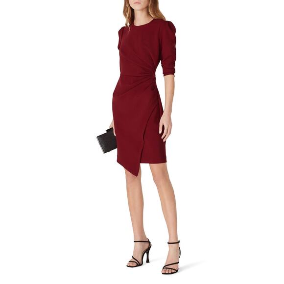 SHOSHANNA Maroon Red Stretch Sheath Form Fitting Ralph Mini Dress Size 10 - Picture 1 of 9